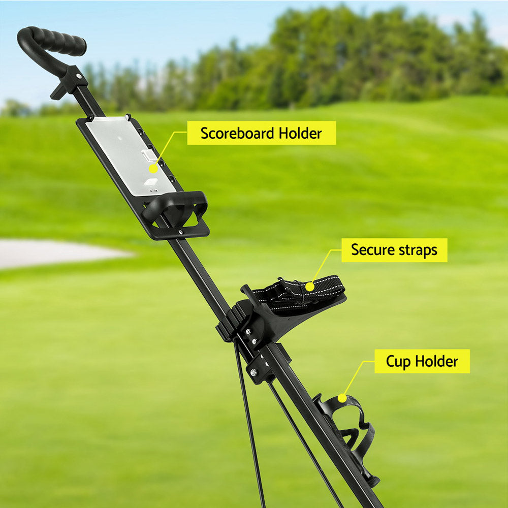 NNEDSZ Golf Buggy Quick Folding Trolley Golf Cart Trolley 2 Wheels Cup Holder